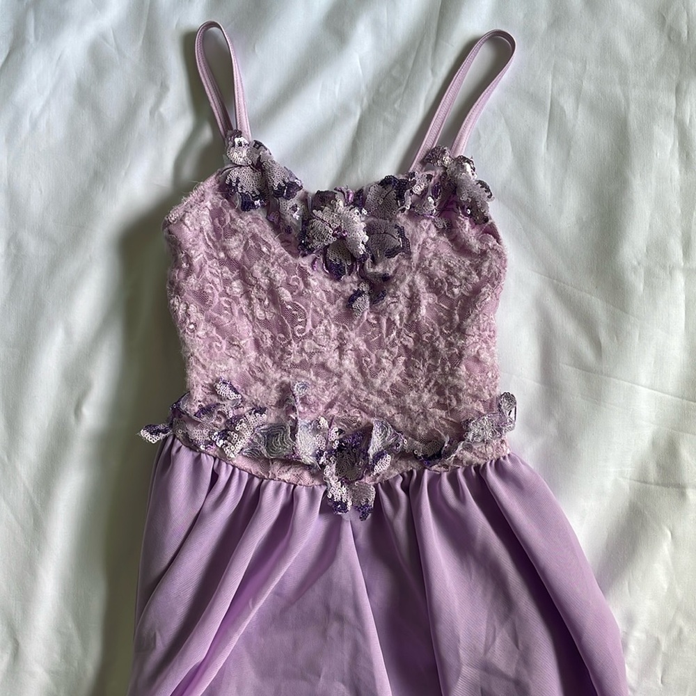 Purple and Lavender Kid’s Ballet Costume with Floral Details